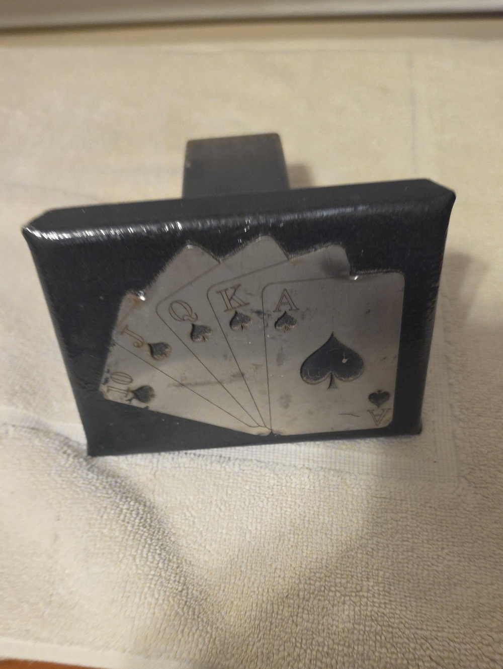 Black and Silver Playing Card Design Trailer Hitch